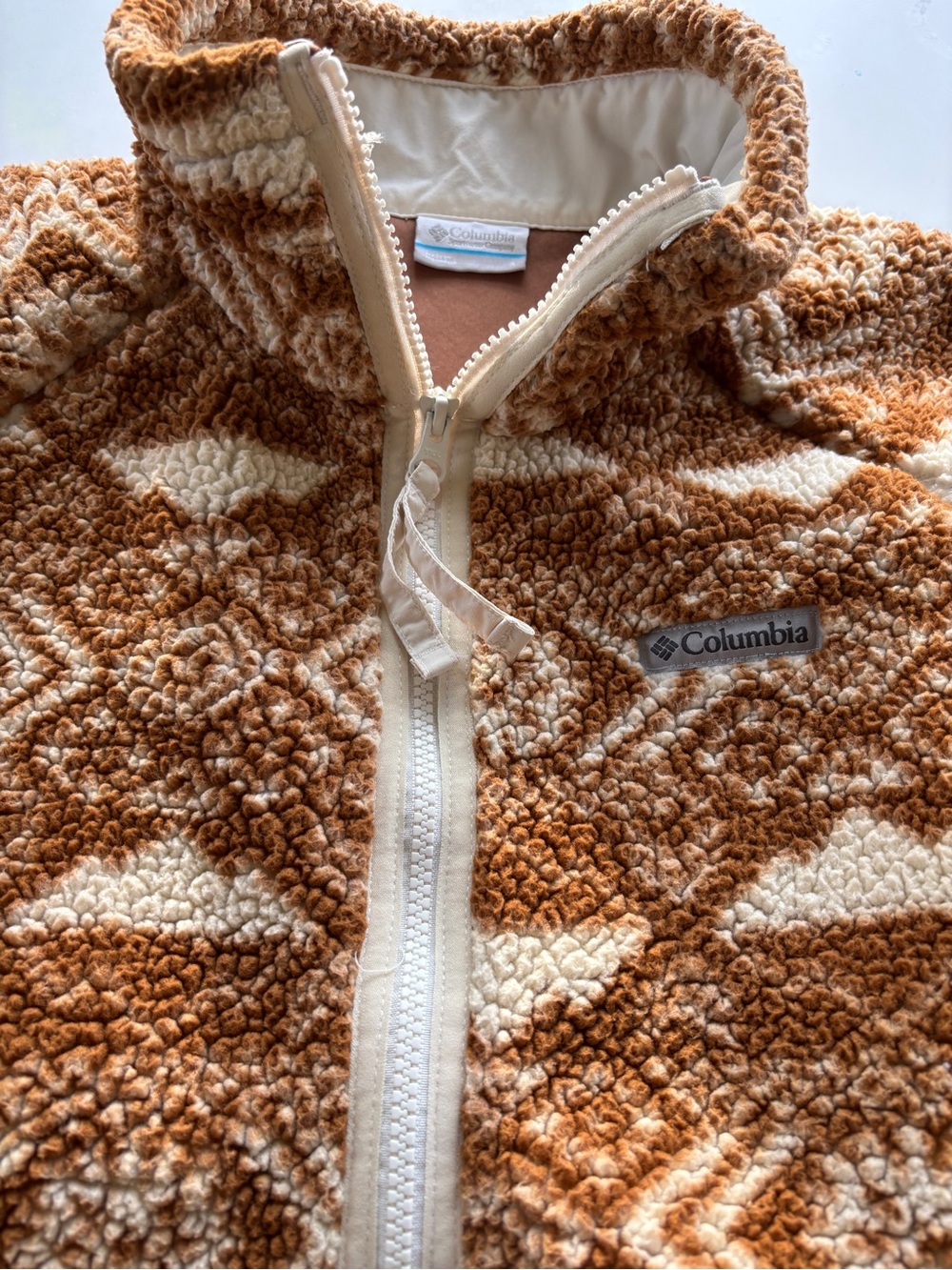 Columbia Cream & Tan fleece zipper Jacket